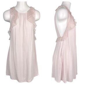 Free‎ People Pretty Chiffon Ruffle Mini Dress Shift Pockets Sleeveless Pink 2